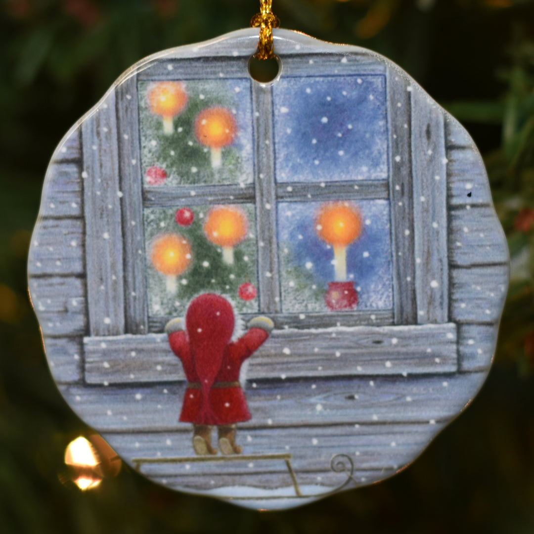 Ceramic Ornament, Eva Melhuish Peeking in Window