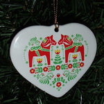 Ceramic heart ornament, Dala horses