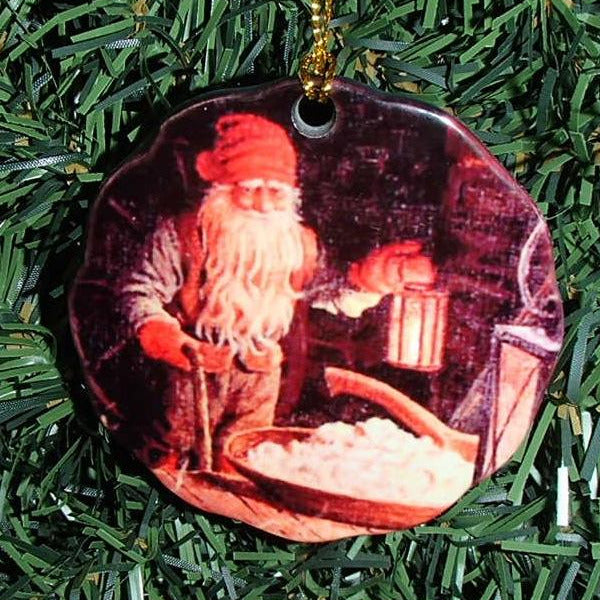 Ceramic Ornament, Jan Bergerlind Tomte with lantern