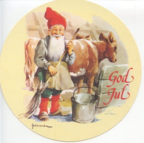 Post card, Tomte with cow