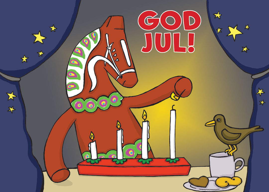 Rectangle Magnet, Karin Didring Dala horse God Jul