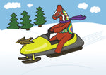 Rectangle Magnet, Karin Didring Dala horse Snowmobile