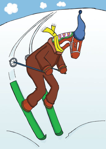 Rectangle Magnet, Karin Didring Dala horse Skiing