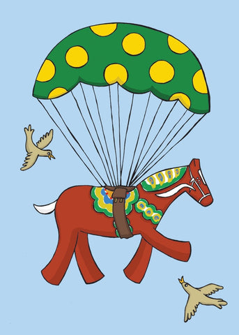 Rectangle Magnet, Karin Didring Dala horse Parachute