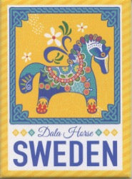 Rectangle Magnet, Dala Horse Sweden