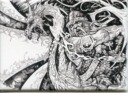 Rectangle Magnet, Micah Holland Viking fighting dragon