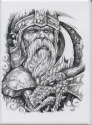 Rectangle Magnet, Micah Holland Viking with dragon