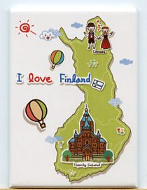 Rectangle Magnet, I Love Finland Map