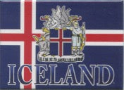 Rectangle Magnet, Iceland Flag with Crest