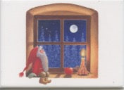 Rectangle Magnet, Eva Melhuish Tomte on Windowsill looking at Moon