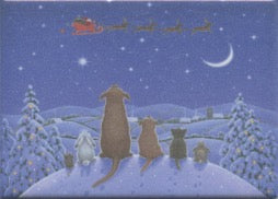Rectangle Magnet, Eva Melhuish Pets watching Santa's sleigh