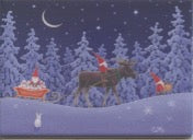 Rectangle Magnet, Eva Melhuish Tomtar with Moose Bringing gifts