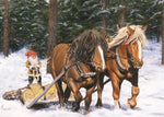 Rectangle Magnet, Jan Bergerlind Tomte with Work Horses