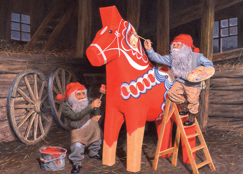 Rectangle Magnet, Jan Bergerlind Tomtar Painting Dala Horse