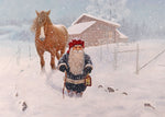 Rectangle Magnet, Jan Bergerlind Tomte & horse in snow