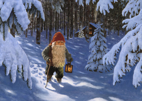 Rectangle Magnet, Jan Bergerlind Tomte in the woods