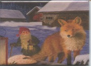 Rectangle Magnet, Jan Bergerlind Tomte with fox