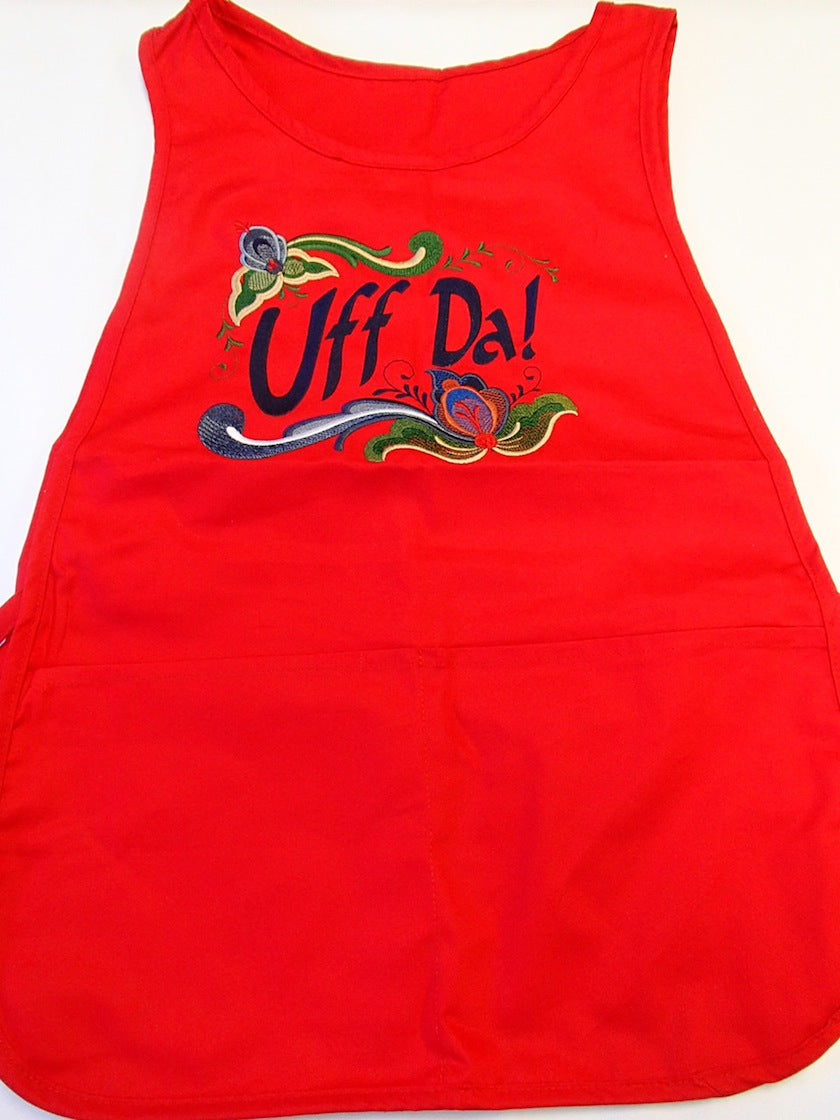 Smock style Apron - Embroidered Uff Da Rosemaling