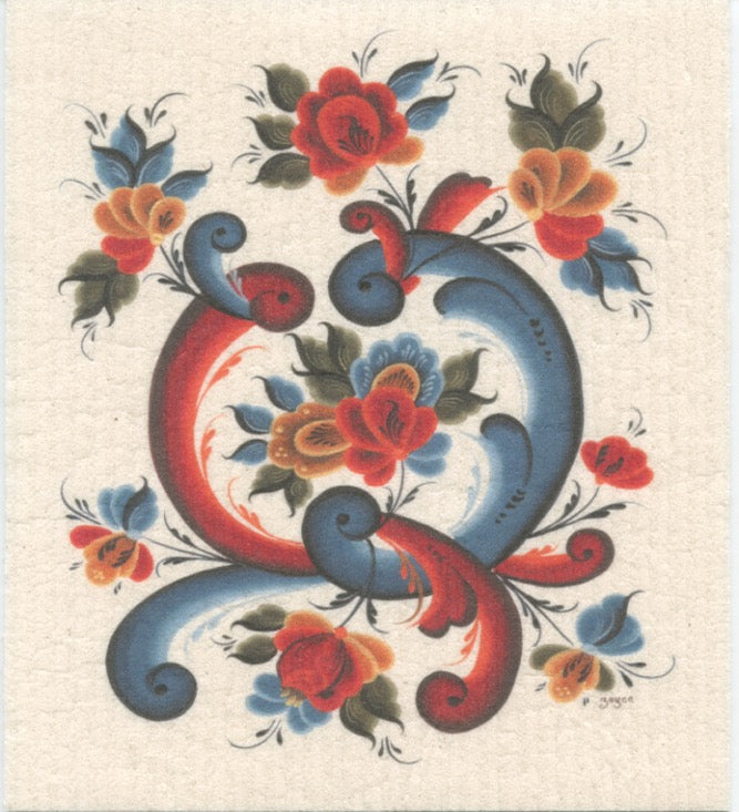 Swedish Dishcloth - Rosemaling