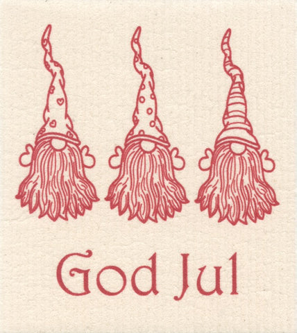 Swedish Dishcloth - God Jul Gnomes