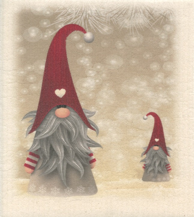 Swedish Dishcloth - Two Gnomes in the Snow