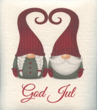 Swedish Dishcloth - God Jul Gnome couple