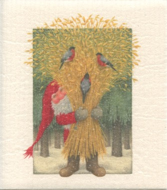 Swedish Dishcloth - Eva Melhuish Gnome with sheaf of wheat