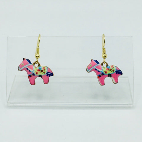 Dala Horse Earrings - Pink