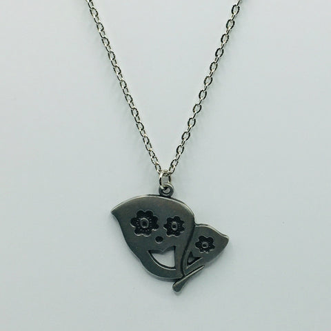 Swedish Pewter Butterfly Pendant Necklace