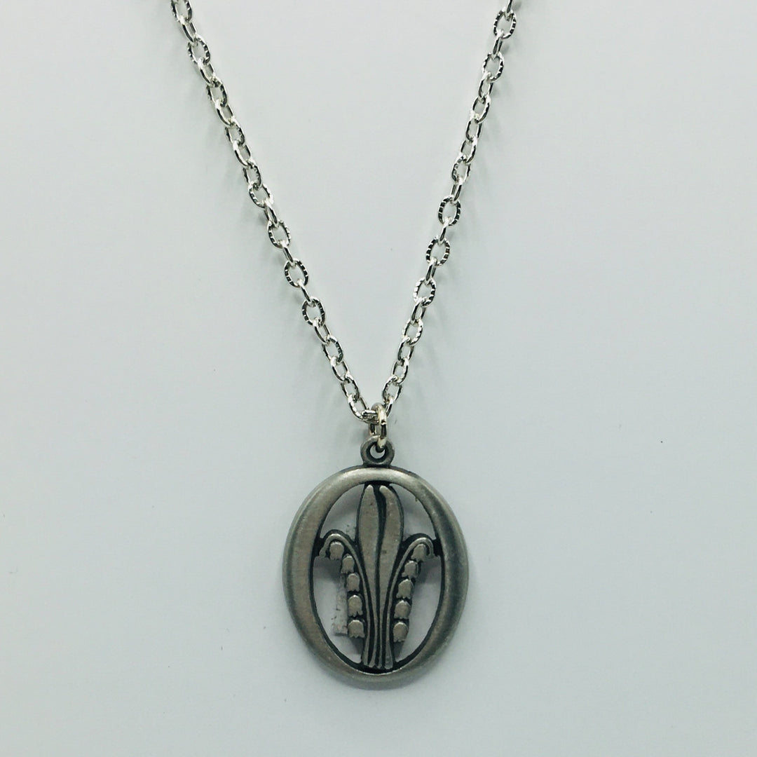 Swedish Pewter Lily of the Valley Pendant Necklace