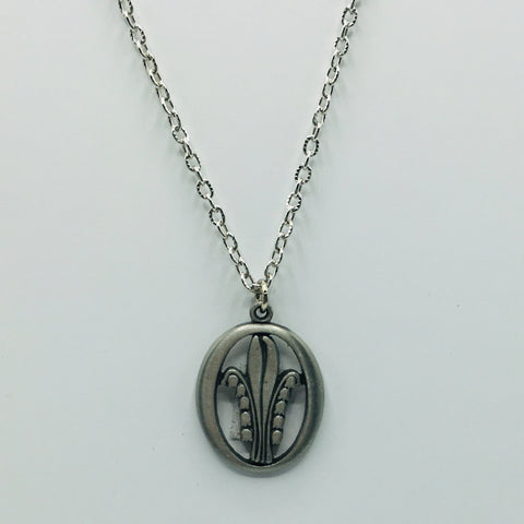 Swedish Pewter Lily of the Valley Pendant Necklace