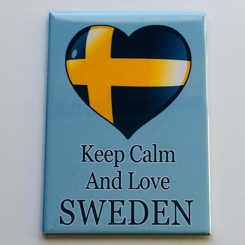 Rectangle Magnet, Keep Calm & Love Sweden
