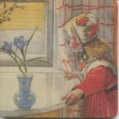 Carl Larsson Karin at the window neoprene coaster