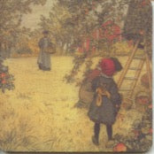 Carl Larsson Apple harvest neoprene coaster