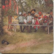 Carl Larsson Breakfast under the big birch neoprene coaster