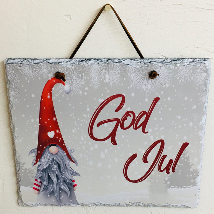 Slate Wall Hanging - God Jul Gnome