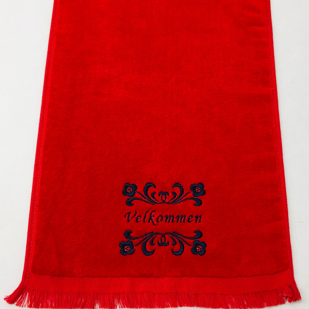 Finger tip towel - Velkomen on Red