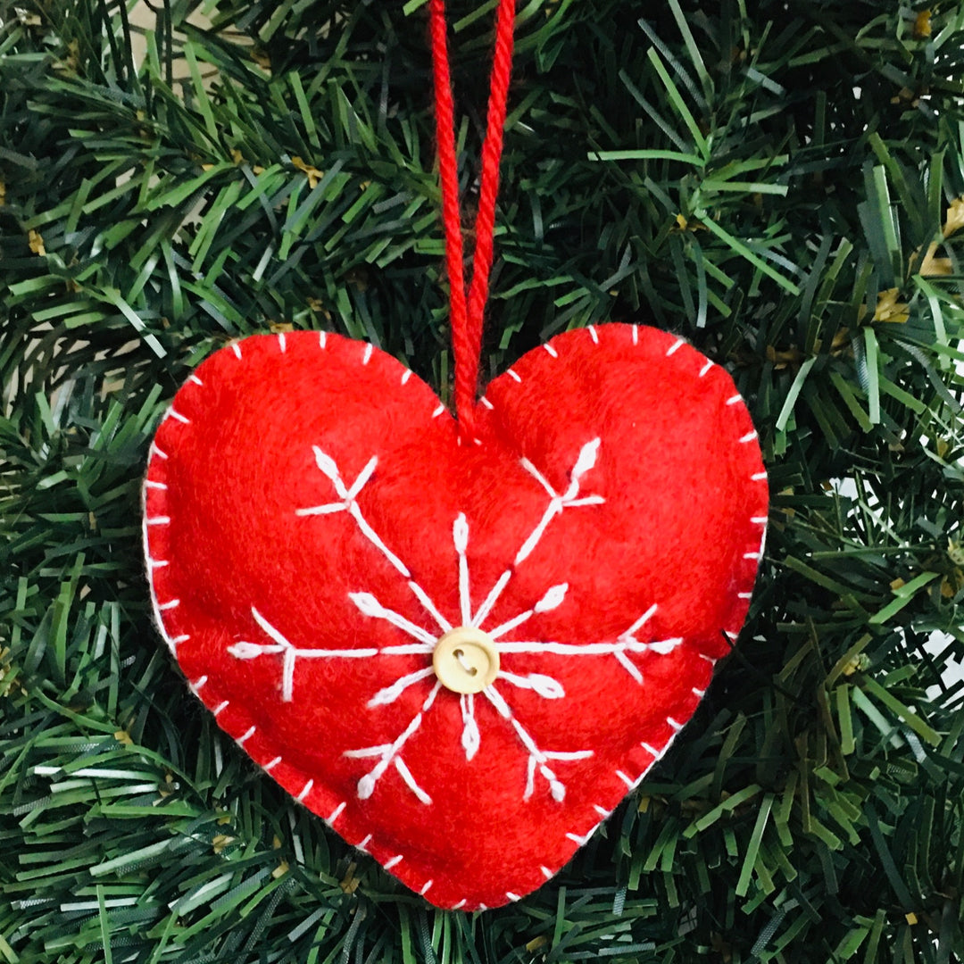 Felt Heart Ornament - Red