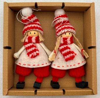 Tomte boy & girl ornament pair