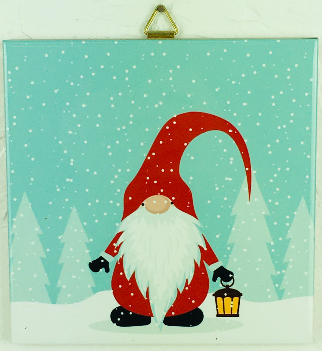 6" Ceramic Tile, Tomte and Lantern