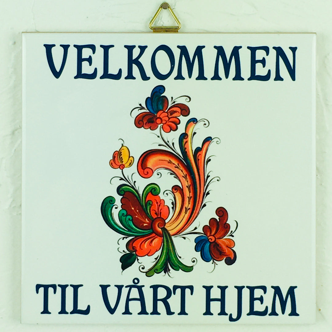 6" Ceramic Tile, Velkommen Rosemaling