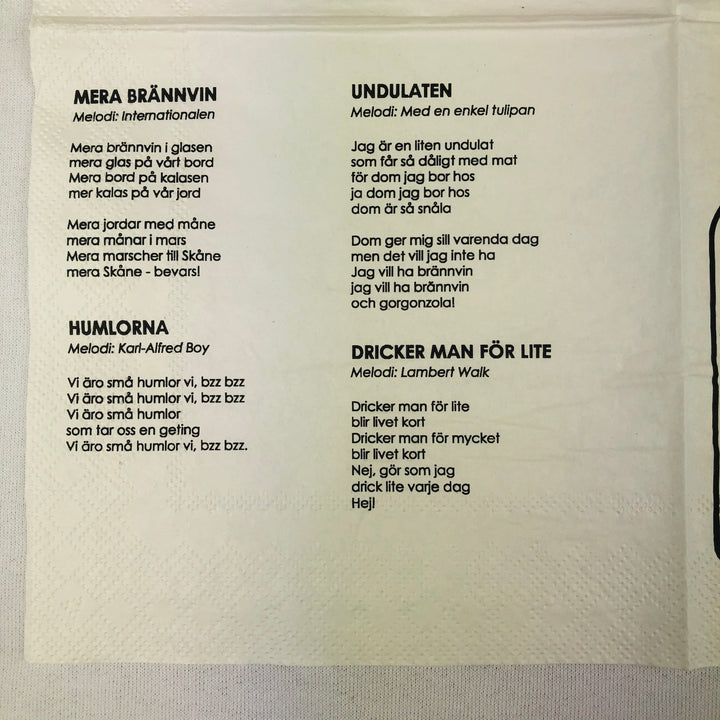 Swedish Drinking songs paper napkins