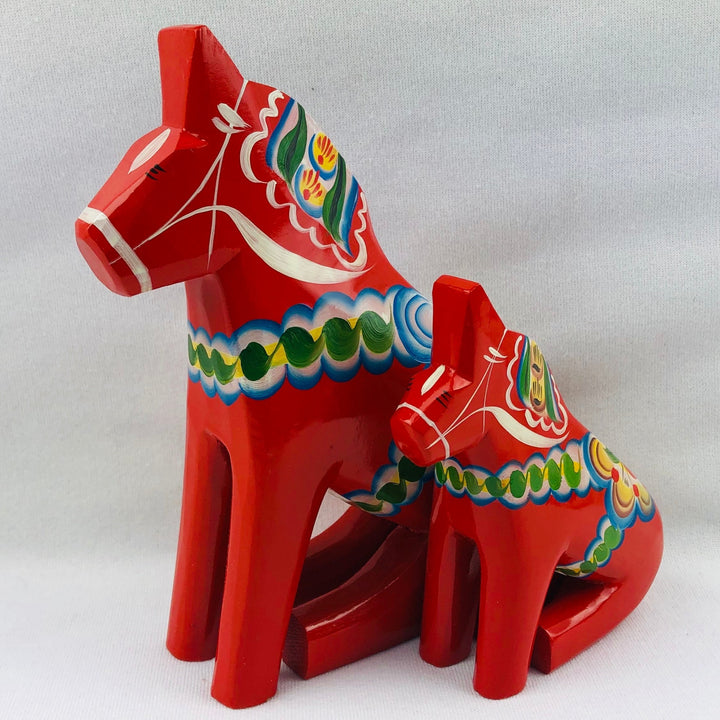 Traditional "red" Sitting wooden Dala horse