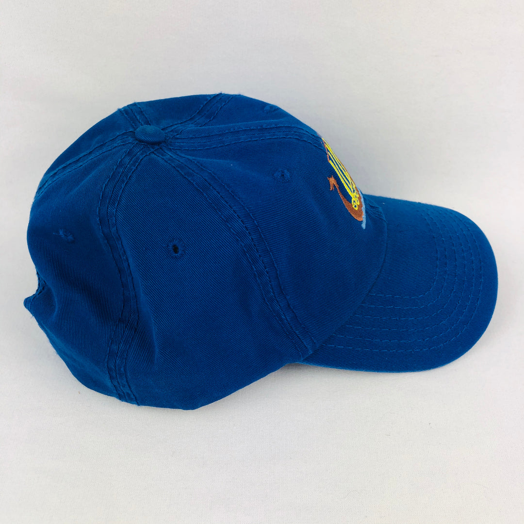 Blue/Yellow Viking ship on royal blue baseball cap