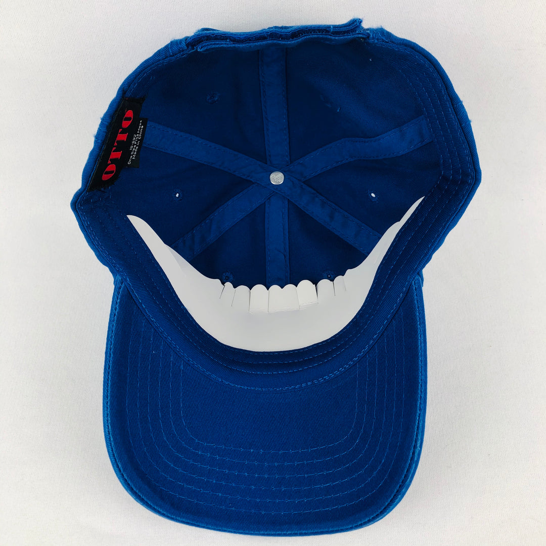 Blue/Yellow Viking ship on royal blue baseball cap