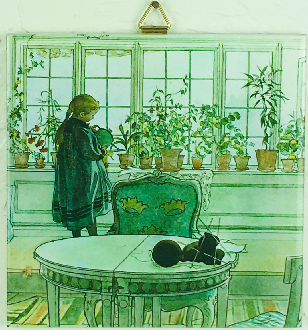 6" Ceramic tile, Carl Larsson, Flower Window