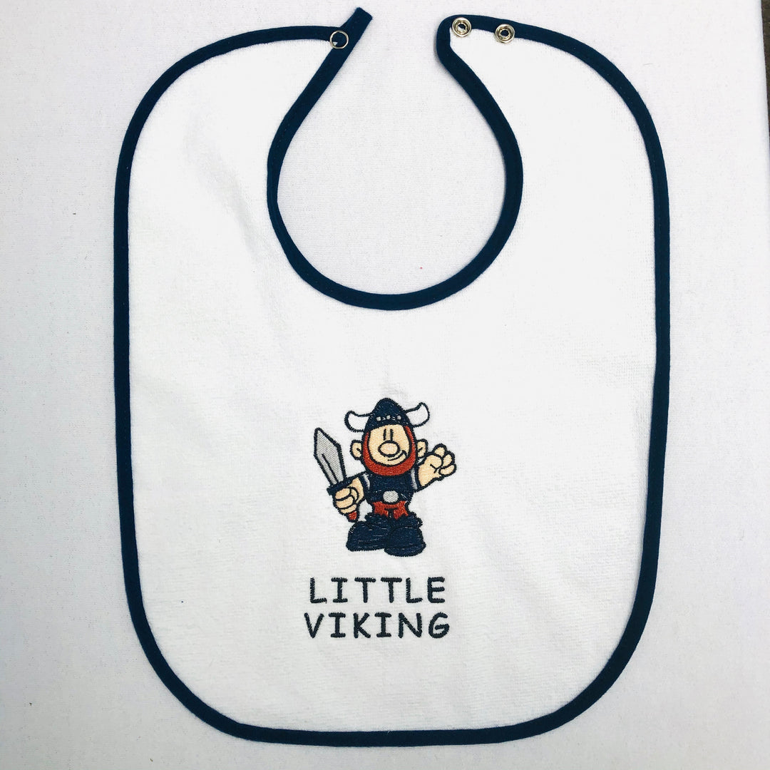 Baby Bib, Little Viking on Navy