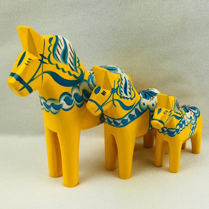 Traditional Yellow "Sweden" wooden Dala horse