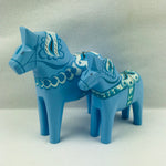 Traditional Baby Blue wooden Dala horse