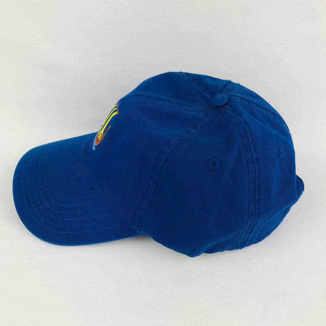 Blue/Yellow Viking ship on royal blue baseball cap